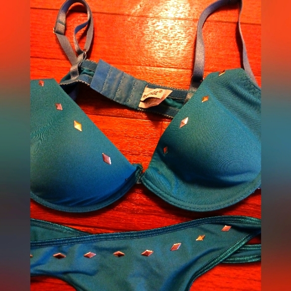 Tourquoise blue bra & panty set Sz 36B - Picture 3 of 4
